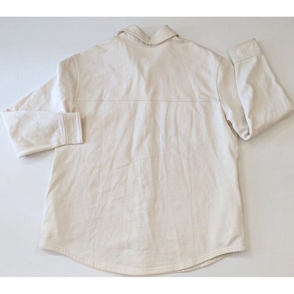 Good American Oversize Women's Shacket Cotton Fleece Jacket Size 3/4 Cream - Picture 4 of 9